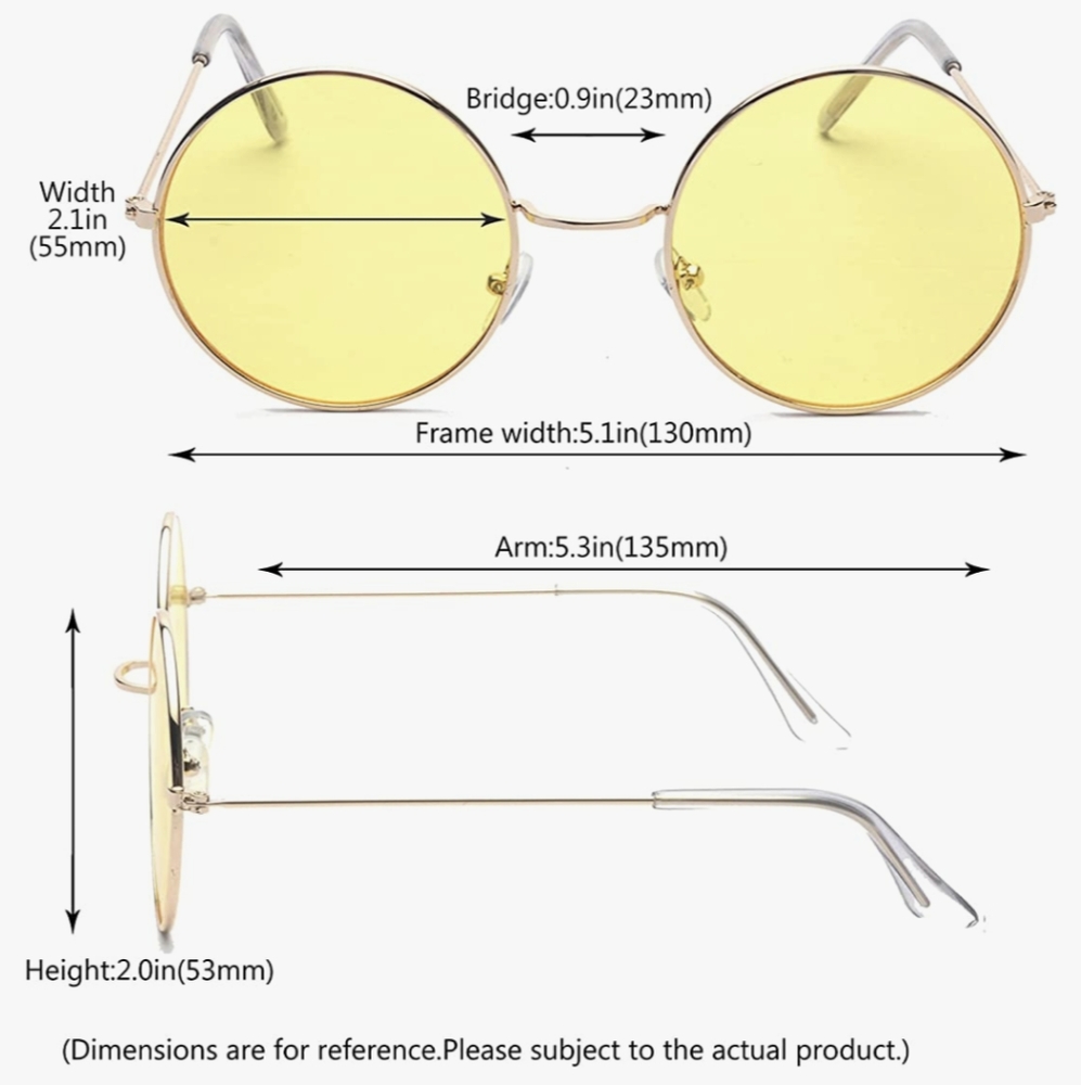 Light green round circle glasses with gold rims - Picture 6 of 6